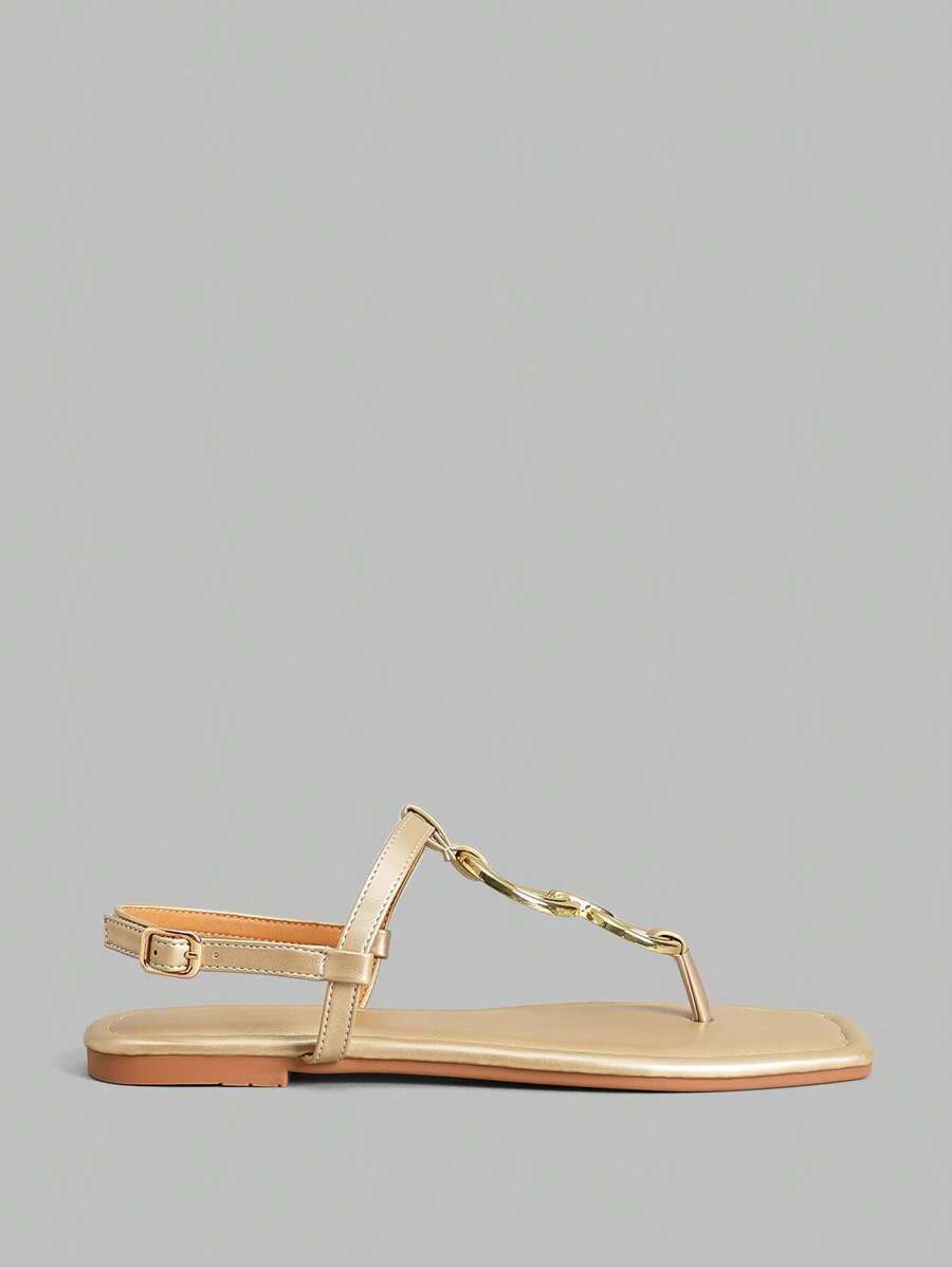 Ontre Women Flat Slippers, Simple And Fashionable, Suitable For Summer - Gold - View 1