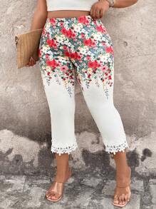 SHEIN LUNE Casual vakantie legging met plantenprint voor dames