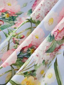 SHEIN MOD Vestido de mujer de longitud media con estampado floral romántico y escote halter, ideal para el Día de San Valentín, primavera, brunch, fiesta de té, vacaciones en la playa, vestidos florales para mujer, vestidos vintage para mujer