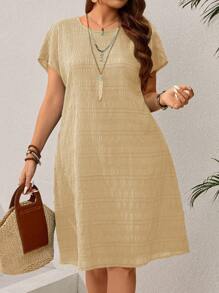 EMERY ROSE Vestido de manga corta verde para mujeres talla grande de principios de primavera