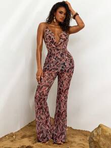 Opulessa Concert Women Western Wear Boho Women's Woven Draped Halter Neck Backless Cami Top With Cashew Print - Multicolor - View 4