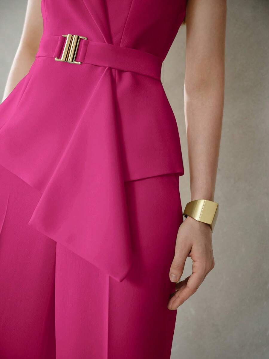 MOTF PREMIUM LAPEL COLLAR BELTED WAISTCOAT - Hot Pink - View 2