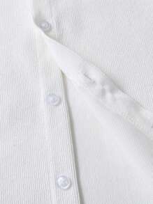 SHEIN Young Boy Comfortable Long Sleeve Shirt With Embroidered Dinosaur Design, Paired With Casual T-Shirt And Pants, Suitable For Everyday Casual Wear, Travel, School, All-Season Versatile Shirt, Fit For Autumn/Winter Getaway, Holiday, Travel, Relax, Sunbathing, Summer - White - View 5