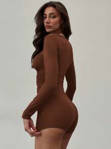 Aloruh New Retro Chic Metal Decor Tight Design Romper