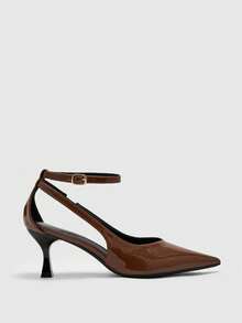 CUCCOO BIZCHIC Pointed Toe Adjustable Buckle Design Fashion High Heel Pumps For Women For Christmas - Brown - View 2