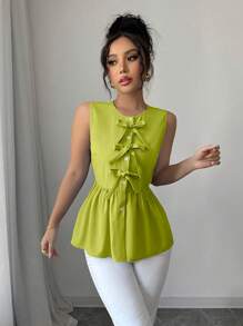 Elenzga Elegancka Tkana Gładka Bluzka Dla Kobiet