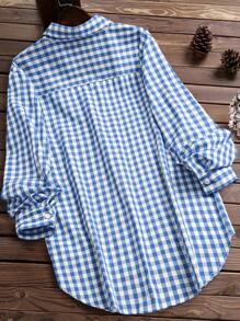 EMERY ROSE Red Plaid 3/4 Sleeve Mid-Length Shirt - Multicolor - View 2