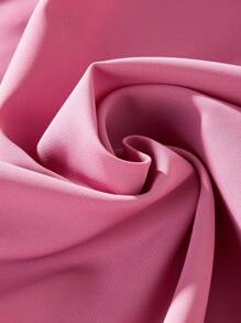 少女纯色荷叶边下摆优雅连衣裙，适合假日、夏季和旅行 - 粉色 - 查看 7