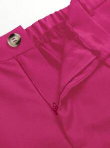 SHEIN LUNE Pantalon ample à jambe large avec couture avant ample et unicolore pour femmes grande taille