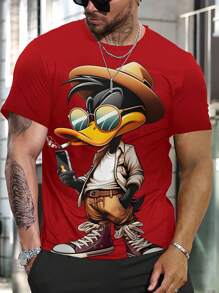 Manfinity LEGND Camiseta de manga corta casual con estampado de dibujos animados para hombre, de verano