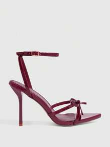 CUCCOO SZL Sandalias de tacón alto con puntera puntiaguda, hebilla con cristales, tira cruzada, glamourosas y elegantes, patentado color albaricoque, para mujer, ideales para fiestas, discotecas y festivales de música