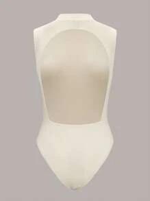 SHEIN BAE 素色露背背心連體衣