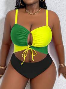 SHEIN Swim Curve 1 件大码简约设计连体泳衣，适合夏季