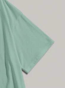 SHEIN Teen Boys Casual Simple Letter Print Short Sleeve T-Shirt, Suitable For Summer - Mint Green - View 6
