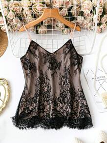 SHEIN Tall Women Lace Fabric Regular Fit Elegant Commute Daily Camisole Tank Top - Multicolor - View 1