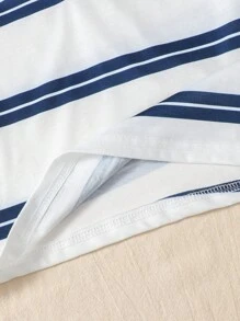 Young Boys Toddler Casual Daily Striped Polo Shirt Short Sleeve Top, Suitable For Spring/Summer Casual Outings, School, Vacation, Comfortable And Versatile