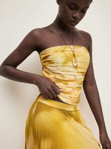 BizChic New Spring/Summer Women Elegant Daily Work/Date Tie Dye Ruffle Yellow Patterned Camisole Top - Yellow - View 6