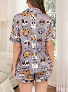 Dream Adore Young All-Over Animal Print Lapel Women's Pajama Set - Multicolor - View 2