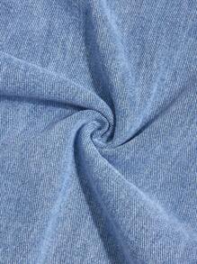 Teens Girls Loose Flared Hem Ruffled Washed Denim Jeans, Fashionable Minimalist College Style