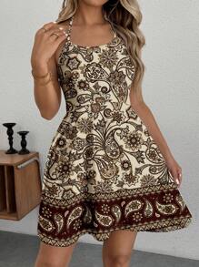 Glamance Polina Brazil 女士多色迷你连衣裙无袖露背休闲全身印花、纯色、佩斯利花纹女式夏季服装女式夏季连衣裙女式太阳裙度假连衣裙外出 - 彩色 - 查看 4