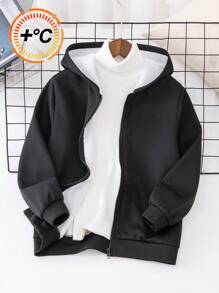 SHEIN Leap Crew Tween 男童休闲加厚保暖内衬针织夹克外套