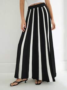 Maija Women Striped Long Casual Knit Skirt