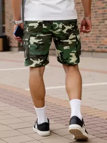 Manfinity Homme Men's Loose Fit Drawstring Waist Flip Pocket Camo Cargo Shorts - Multicolor - View 2