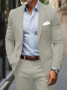 Calvornis Men's Lapel Neck Single-Breasted Business Casual Blazer - Apricot - View 7