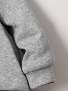 SHEIN 2pcs/Set Young Boys' Casual School Style Comfortable And Fashionable Simple Practical Embellished Fleece Pullover With Pants, Suitable For Kids Outfits, Back To School, Young Boy Clothes, School Uniform, Daily Wear, Outdoor, Sports, Autumn And Winter Season