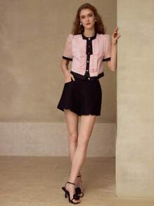 MOTF Bluse mit kontrastfarbigem Rüschensaum - Babypink - Übersicht 5