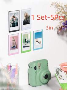 SHEIN 5pcs 2x3 Magnetic Photo Frame Refrigerator For Mini Instant Film, Magnet Picture Frames For Fridge Small Picture Holder For 8.6cmx5.4cm Picture
