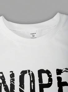 SHEIN ChillGRL 2 件套青少年女孩字母印花圆领 T 恤 + 工装裤，休闲街头风格 - 黑色 - 查看 6