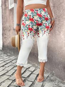 SHEIN LUNE Casual vakantie legging met plantenprint voor dames