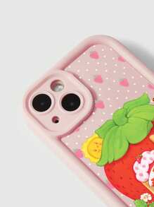 Strawberry Shortcake | ROMWE Cute Style Cartoon Pattern Pink Cellphone Case - Multicolor - View 3