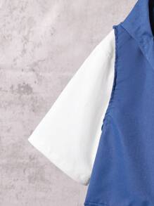 Bộ 3 món áo vest đen, áo phông trắng, quần đen trang phục thường ngày cho bé trai tuổi teen - Màu xanh lam - Xem 8