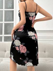 SHEIN Women Floral Print Ruffle Hem Casual Slip Dress Perfect Summer - Multicolor - View 2