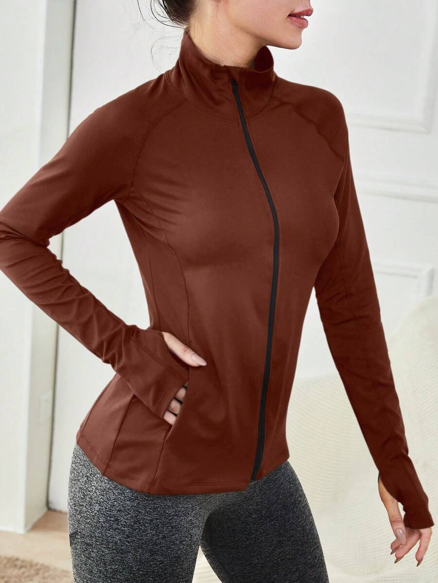 Easithlete Women's Solid Raglan Sleeve Long Sleeve Casual Fitness Sport Jacket