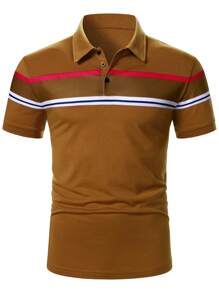 Manfinity Mode 男士条纹短袖休闲通勤 Polo 衫