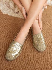 Styleloop Women's Flat Slip-On Shoes, Boho, Retro American, Bohemian, Western Style, Suitable For Vacation, Music Festival, Party For Christmas - Gold - View 3