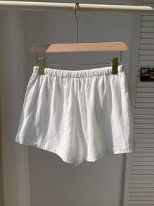 Comfortcana 大码女式纯色腰带口袋宽松休闲短裤，夏季，时尚