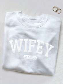 个性化妻子 T 恤、结婚礼物、新娘礼物、新妻子运动衫、独特的新婚送礼会礼物、蜜月礼物 - 白色 - 查看 1