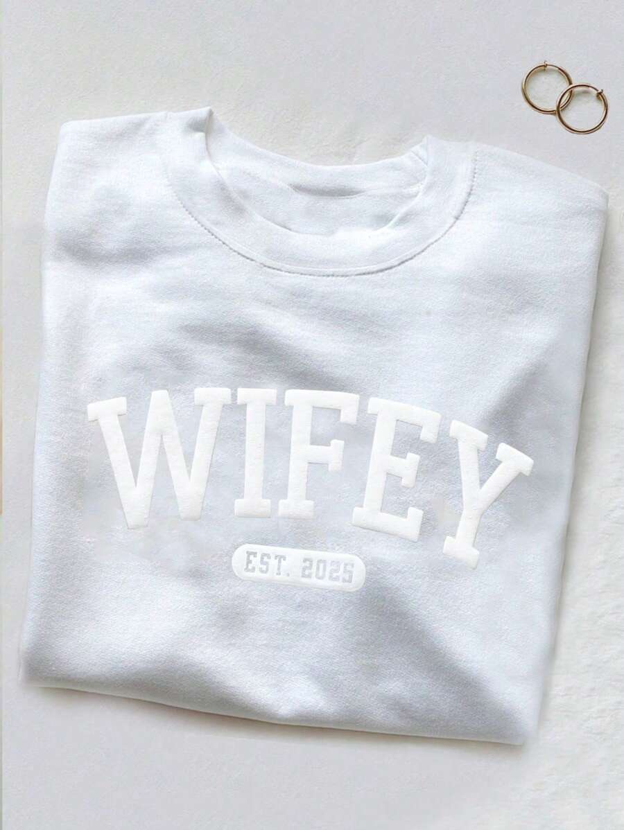 个性化妻子 T 恤、结婚礼物、新娘礼物、新妻子运动衫、独特的新婚送礼会礼物、蜜月礼物 - 白色 - 查看 1