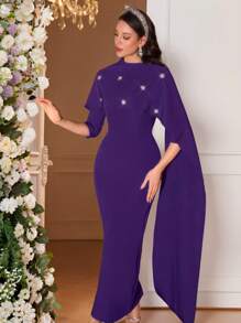 Modelyn Vestido elegante de fiesta para mujer con decoración de cristales