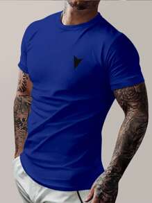 Manfinity Homme Men's Plain Round Neck Short Sleeve T-Shirt, Minimalist Fashion Suitable For Summer Men Clothing Men T Shirts Gym Tshirt Men