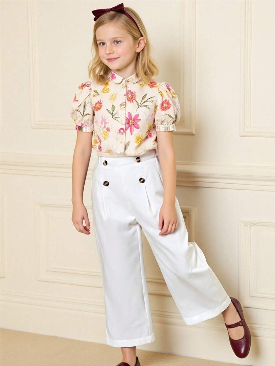 SHEIN 年轻女孩夏季新款户外日常纯色长裤