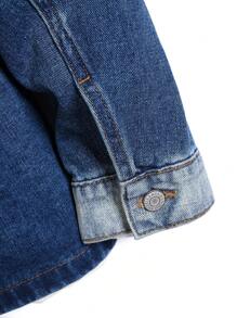 Manfinity Homme Veste en jean décontractée à manches longues et boutonnage simple avec poches utilitaires, pour hommes grande taille - Jean bleu - Voir 7