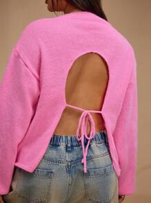 Forever 21 Plus Size Casual Solid Color Lantern Sleeve Sweater - Coral Pink - View 6