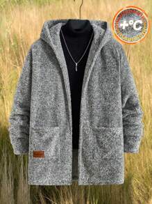 男童休闲羊毛拉链连帽夹克，带贴花 - 灰色 - 查看 1