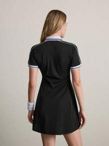 CourtClass Casual Short Sleeve Dress, Simple And Stylish, Suitable For Summer Athletic Dress - Black - View 2