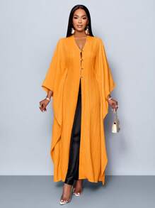 SOLERSUN Women's Loose Solid Color Casual Long Shirt For Summer/Spring - Orange - View 6